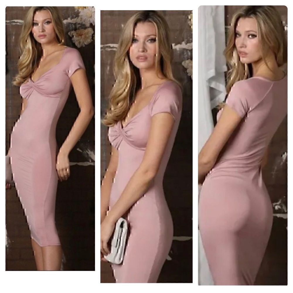 NWT  Ninexis Medium Sweetheart Knot Mauve  MIDI Dress
